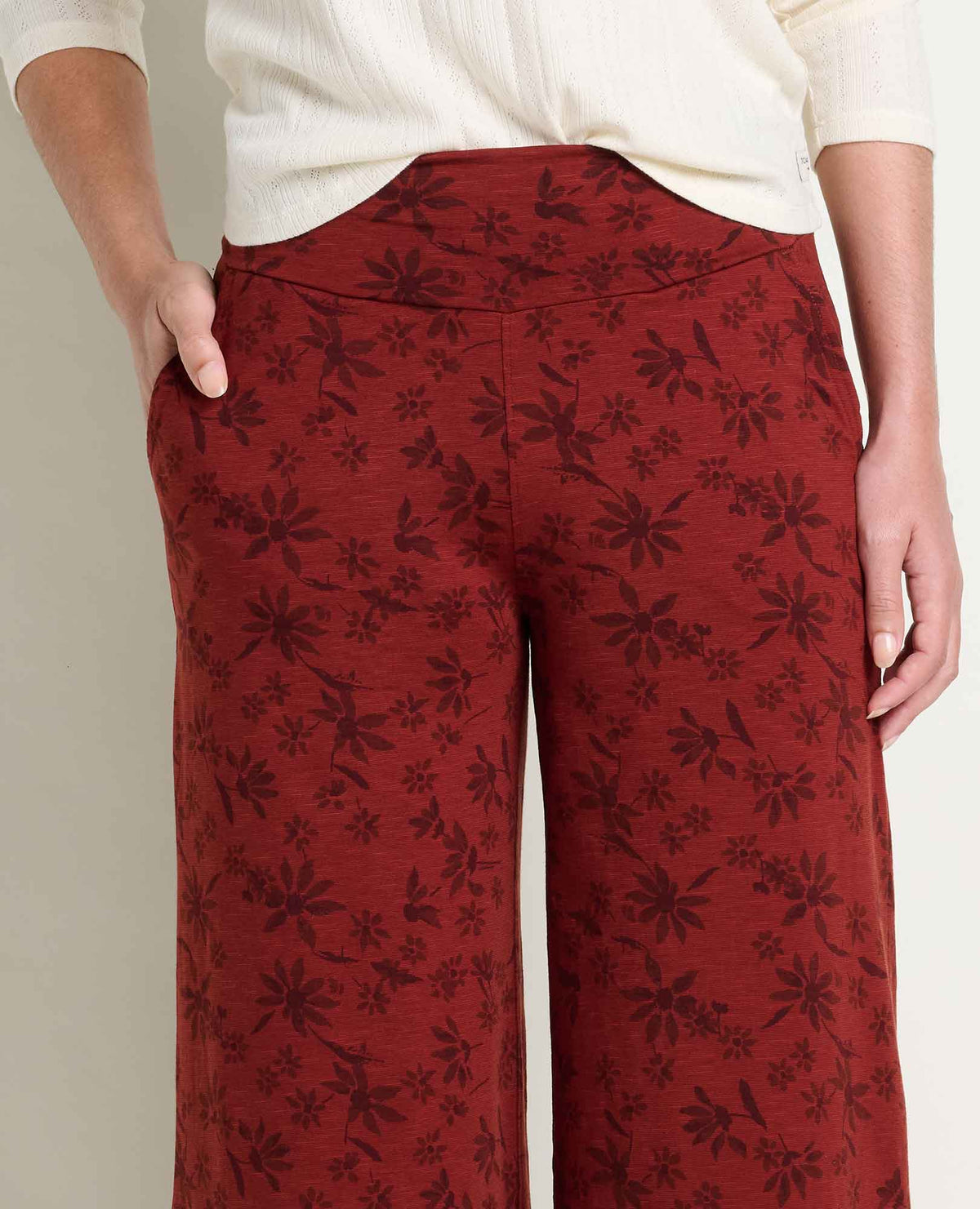 Chaka Wide Leg Pull On Lounge Pant - Versatile & Cozy Burgundy Print | Toad&Co Women