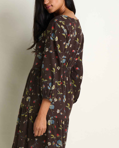 Manzana Tiered Midi Dress Barnwood Print | Toad&Co Women