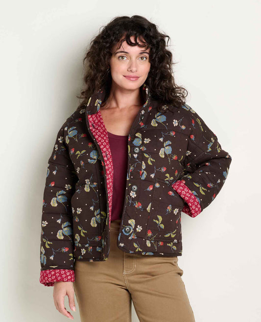 Organic Cotton Quilted Jacket with Recycled Insulation Barnwood Print | Toad&Co Women