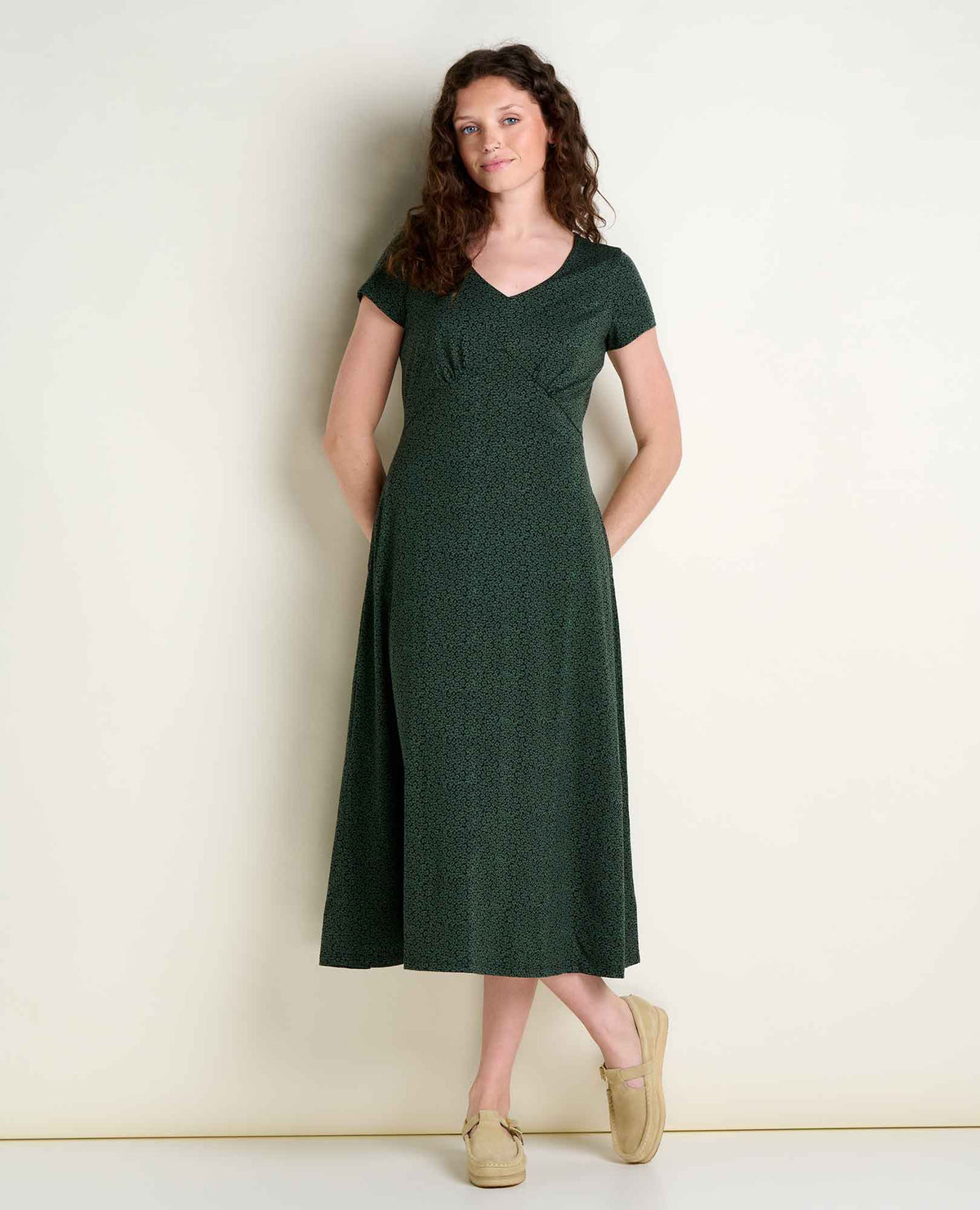 Rose Short Sleeve V-Neck Midi Dress - Soft with Stretch  | Toad&Co Women