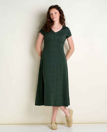 Rose Short Sleeve V-Neck Midi Dress - Soft with Stretch  | Toad&Co Women
