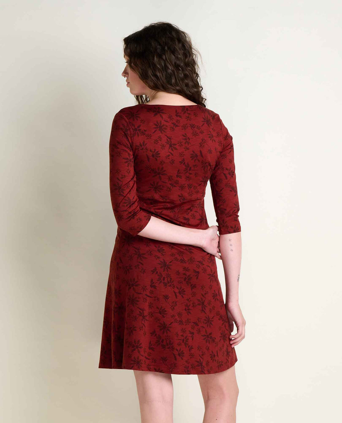 Women's Rosalinda Dress with Pocket - Organic Cotton and Tencel Dress by Toad&Co Burgundy Print | Toad&Co Women