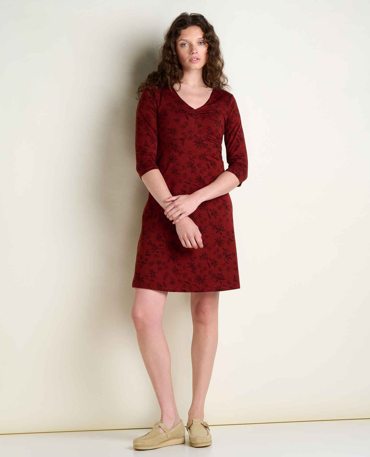 Women's Rosalinda Dress with Pocket - Organic Cotton and Tencel Dress by Toad&Co Burgundy Print | Toad&Co Women