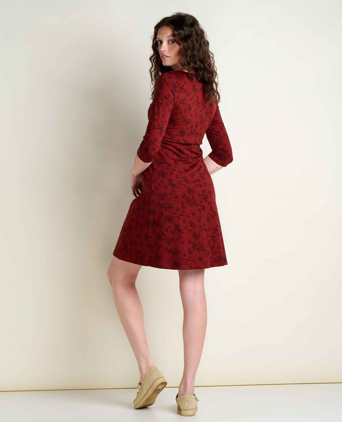Women's Rosalinda Dress with Pocket - Organic Cotton and Tencel Dress by Toad&Co Burgundy Print | Toad&Co Women