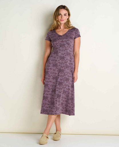 Rose Short Sleeve V-Neck Midi Dress - Soft with Stretch  | Toad&Co Women
