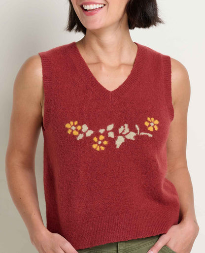 Women's Wasatch V-Neck Wool Sweater Vest - Soft, Never Itchy Sundown Pattern | Toad&Co Women