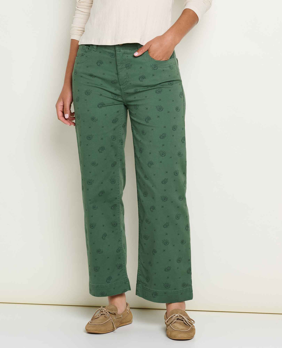 Women's Earthworks Wide Leg Pant - by Toad&Co Cilantro Print | Toad&Co Women