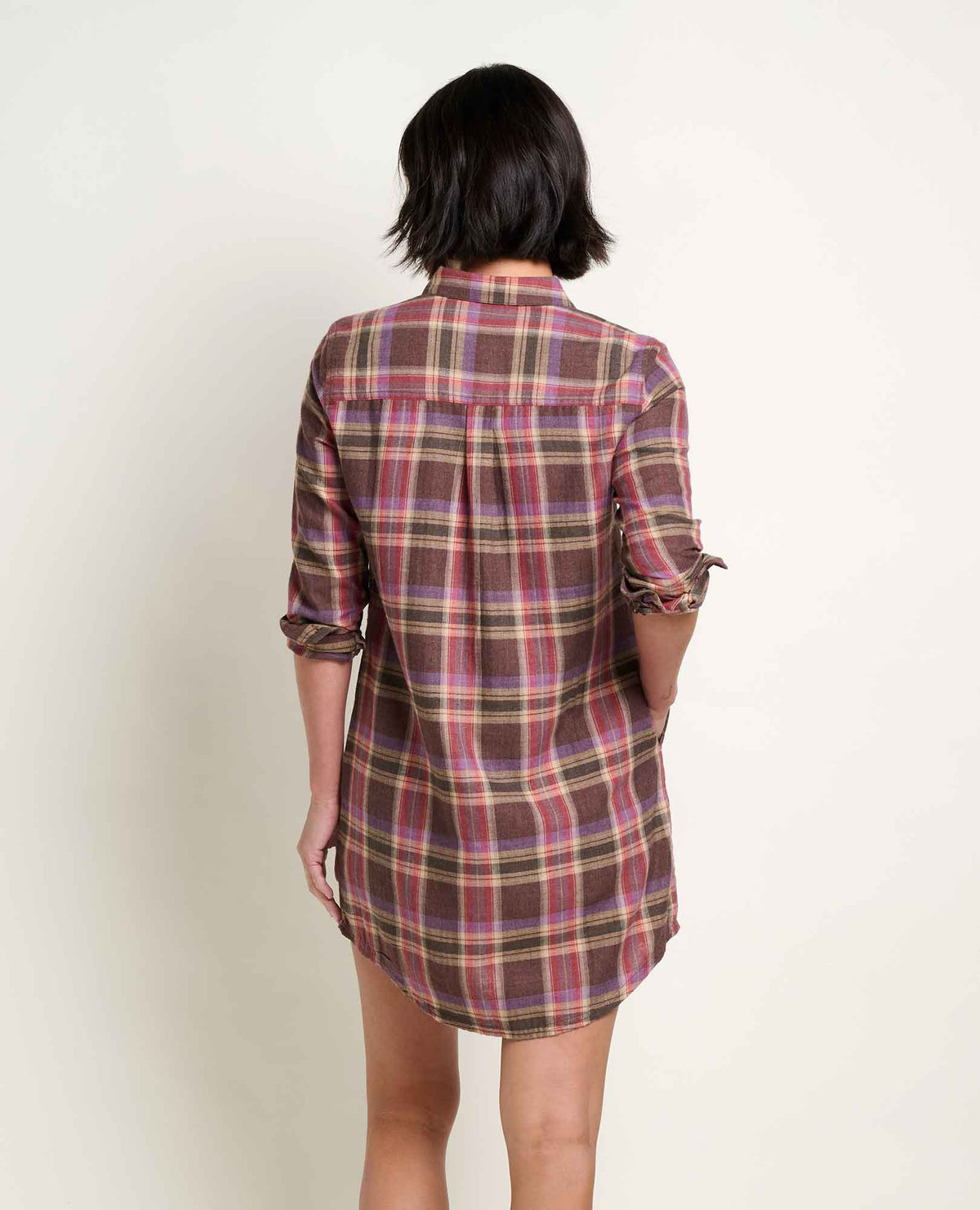 Re-Form Flannel Button Up Shirtdress Carob Pattern | Toad&Co Women