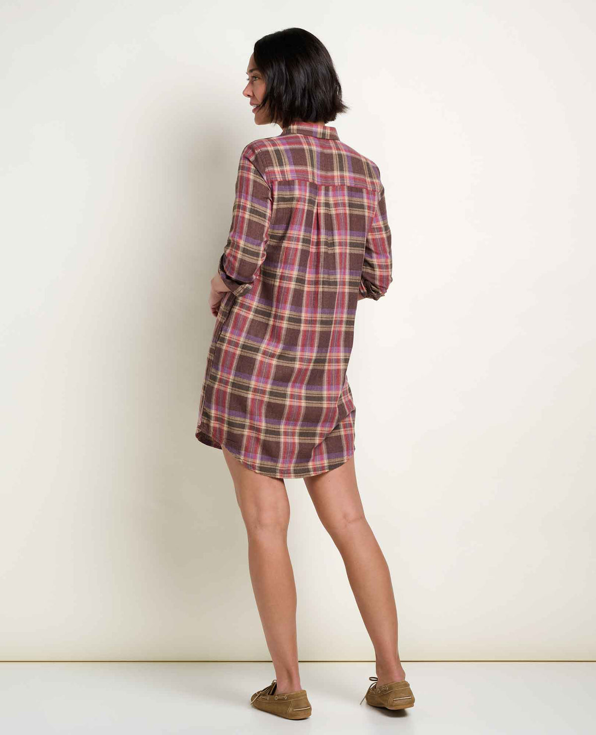 Re-Form Flannel Button Up Shirtdress Carob Pattern | Toad&Co Women