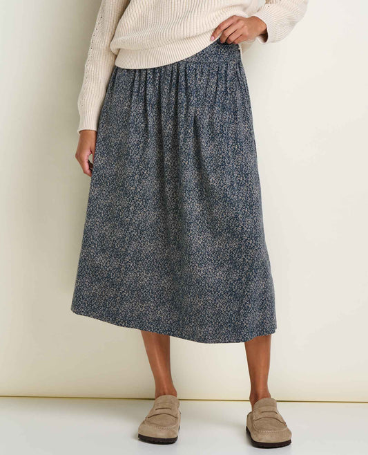 Chaka Midi Skirt - Organic Cotton & TENCEL™ A-Line Midi Skirt Ink Print | Toad&Co Women
