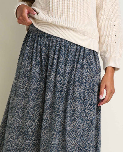 Chaka Midi Skirt - Organic Cotton & TENCEL™ A-Line Midi Skirt Ink Print | Toad&Co Women