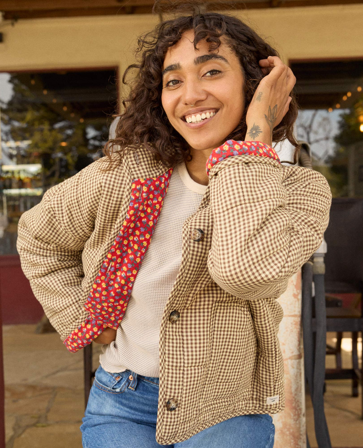 Organic Cotton Quilted Jacket with Recycled Insulation Partridge Gingham | Toad&Co Women