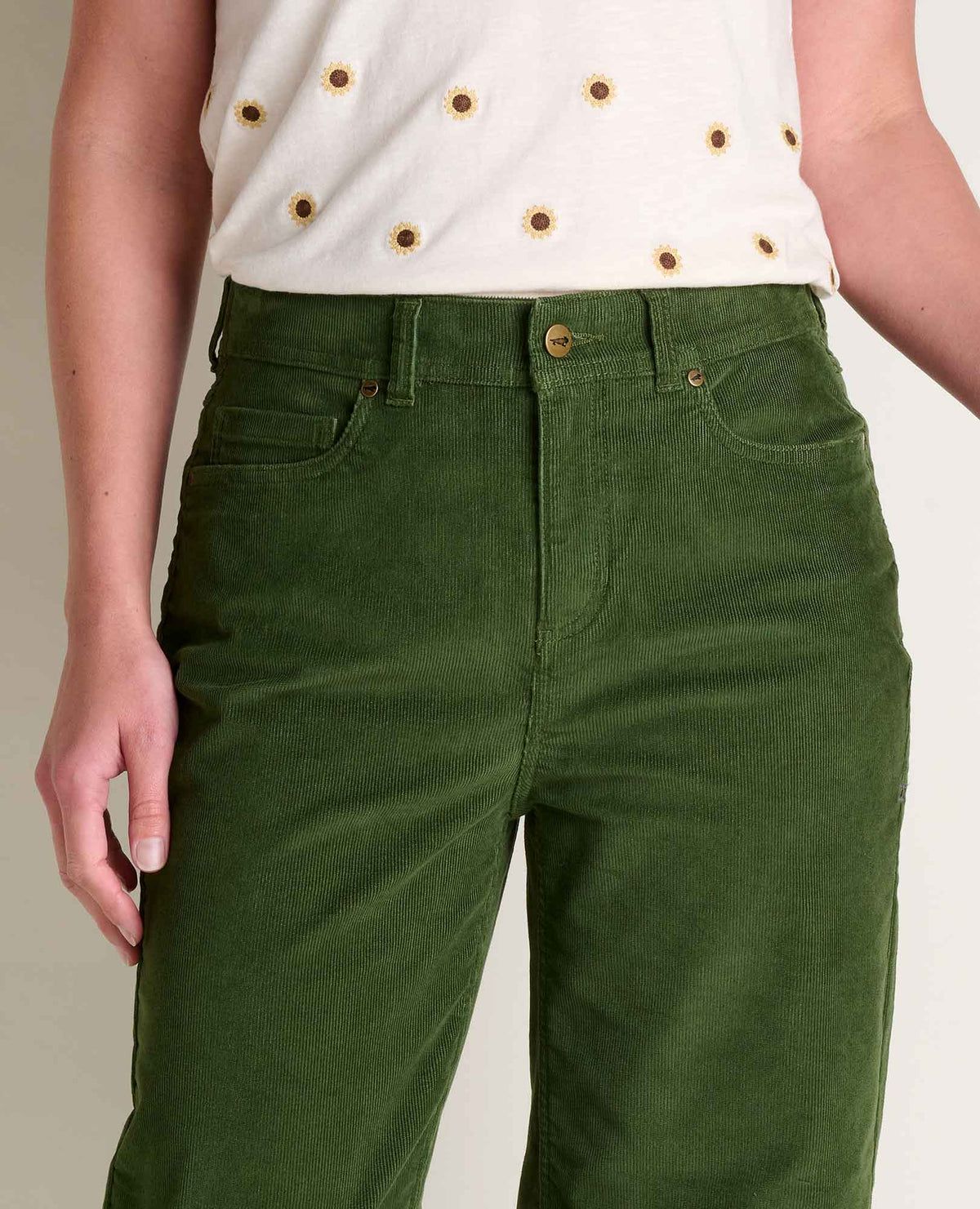 Women's Corduroy Wide Leg Crop Pant Epidote | Toad&Co Women