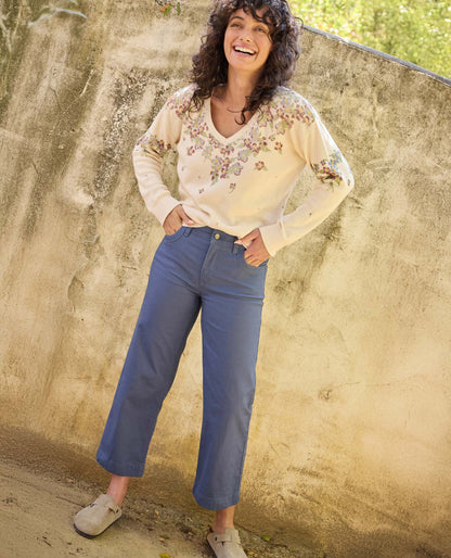 Earthworks Wide Leg Organic Cotton Crop Pant Canal | Toad&Co Women