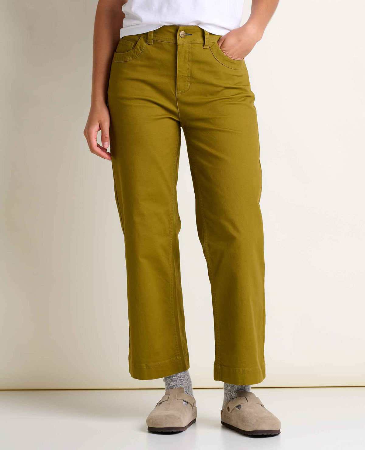 Earthworks Wide Leg Organic Cotton Crop Pant Coyote | Toad&Co Women