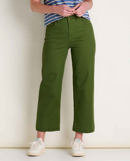 Earthworks Wide Leg Organic Cotton Crop Pant Epidote | Toad&Co Women