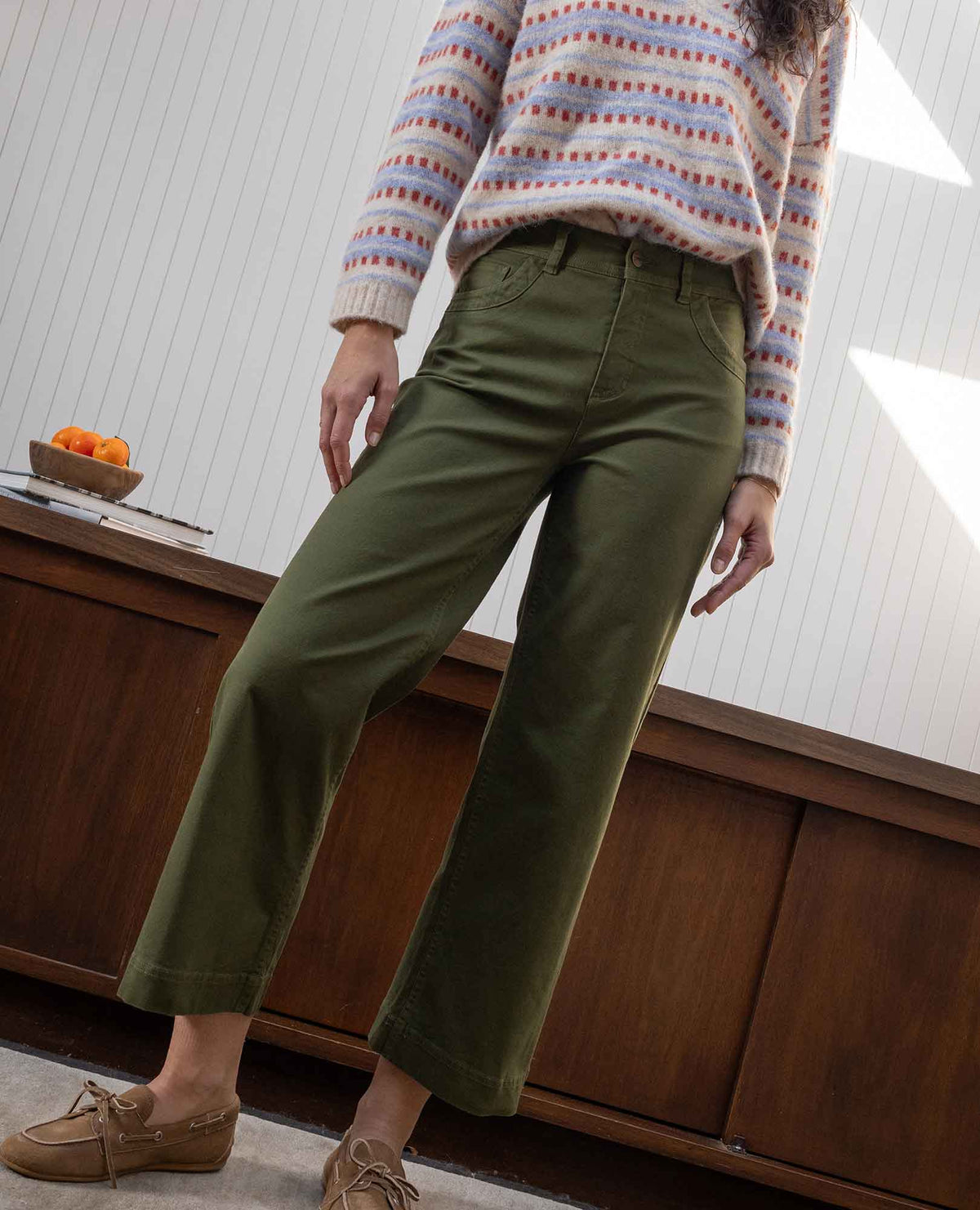 Earthworks Wide Leg Organic Cotton Crop Pant Epidote | Toad&Co Women