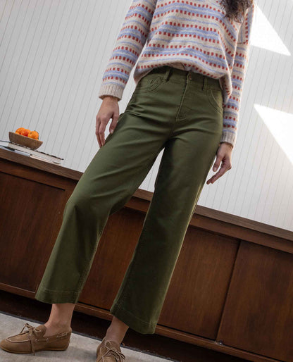 Earthworks Wide Leg Organic Cotton Crop Pant Epidote | Toad&Co Women