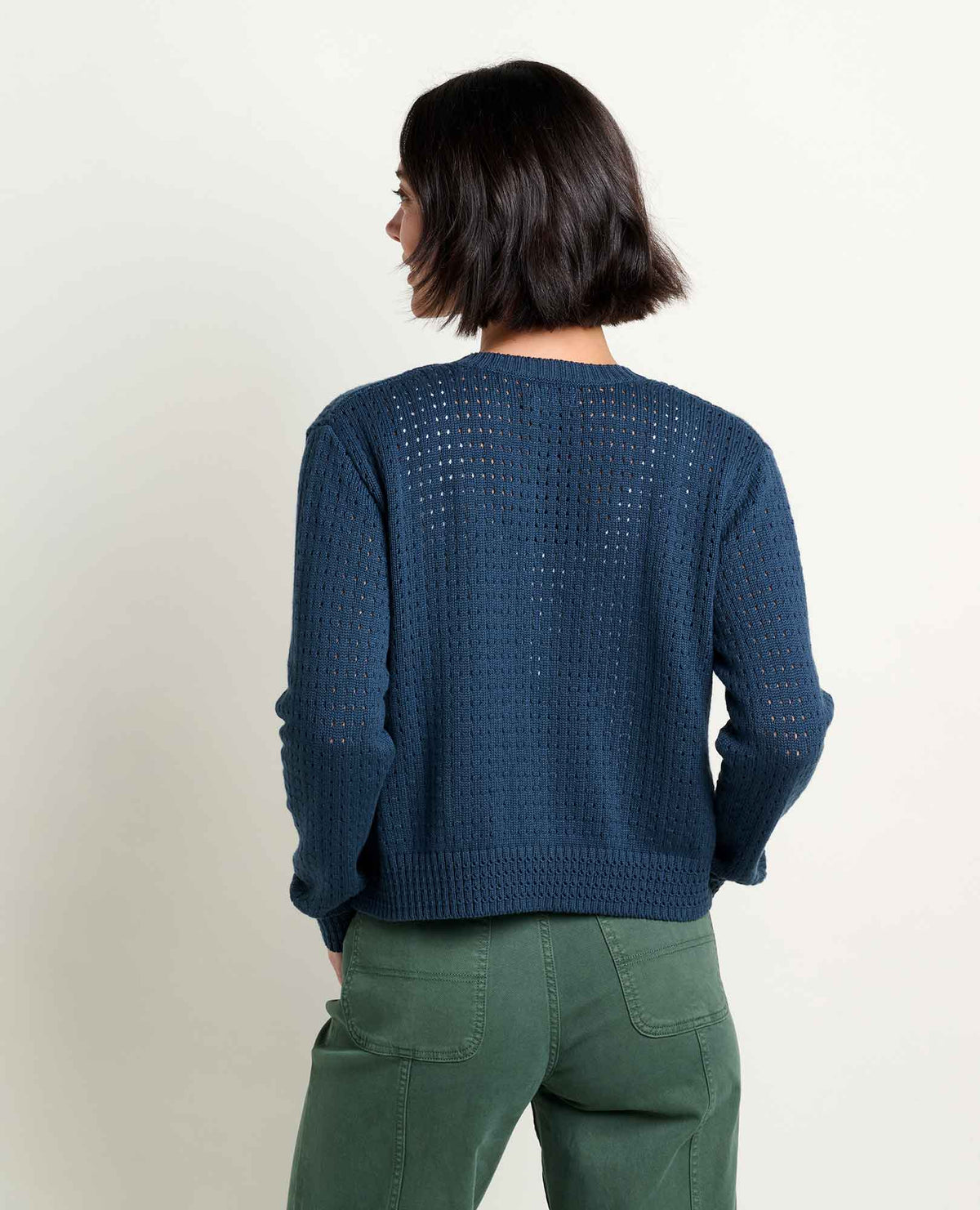 Bianca Embroidered Cardigan - Floral Pointelle Recycled Cotton Sweater Midnight Daisy Embroidery | Toad&Co Women