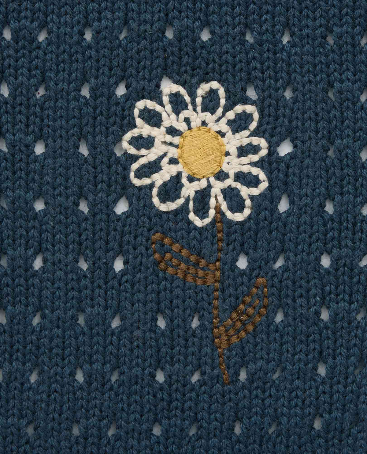 Bianca Embroidered Cardigan - Floral Pointelle Recycled Cotton Sweater Midnight Daisy Embroidery | Toad&Co Women