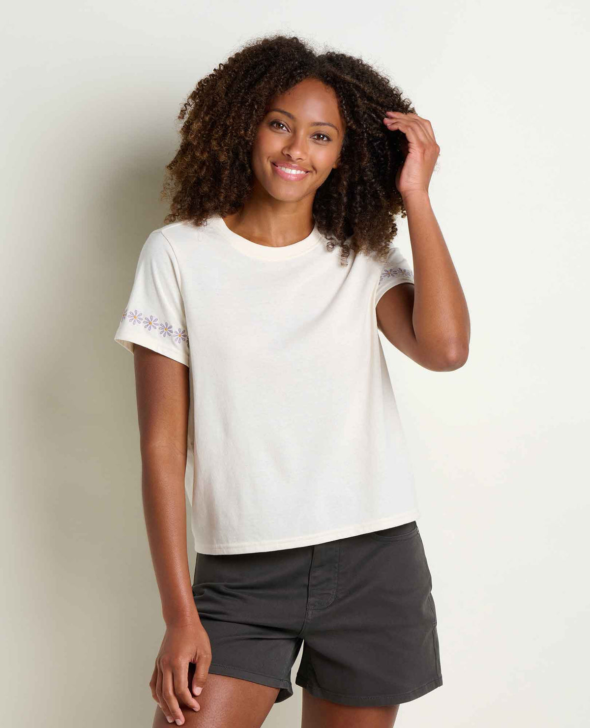 Women's Re-Form Embroidered Crew - Sustainable Recycled Cotton Tee Salt Embroidery | Toad&Co Women