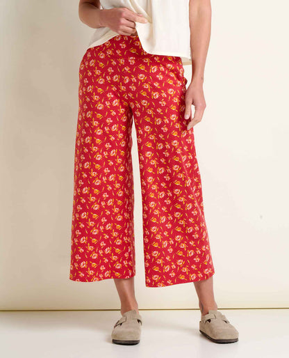 Chaka Wide Leg Pull On Lounge Pant - Versatile & Cozy Crabapple Print | Toad&Co Women