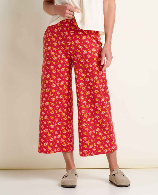 Chaka Wide Leg Pull On Lounge Pant - Versatile & Cozy Crabapple Print | Toad&Co Women