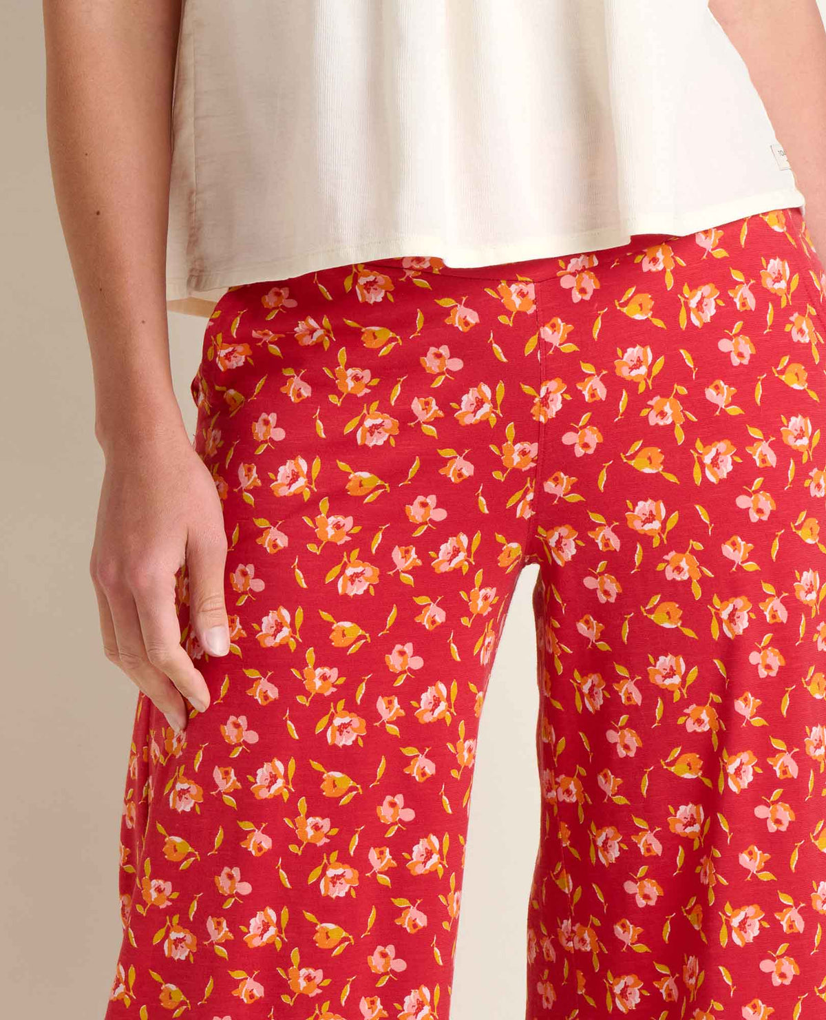 Chaka Wide Leg Pull On Lounge Pant - Versatile & Cozy Crabapple Print | Toad&Co Women