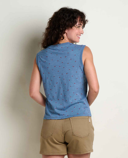 Boundless Jersey Tank - Eco-Friendly Water-Resistant Jersey Tank Pacific Blue Print | Toad&Co Women