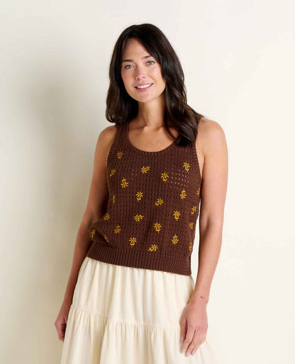 Bianca Embroidered Tank - Recycled Cotton Pointelle Knit Tank  | Toad&Co Women