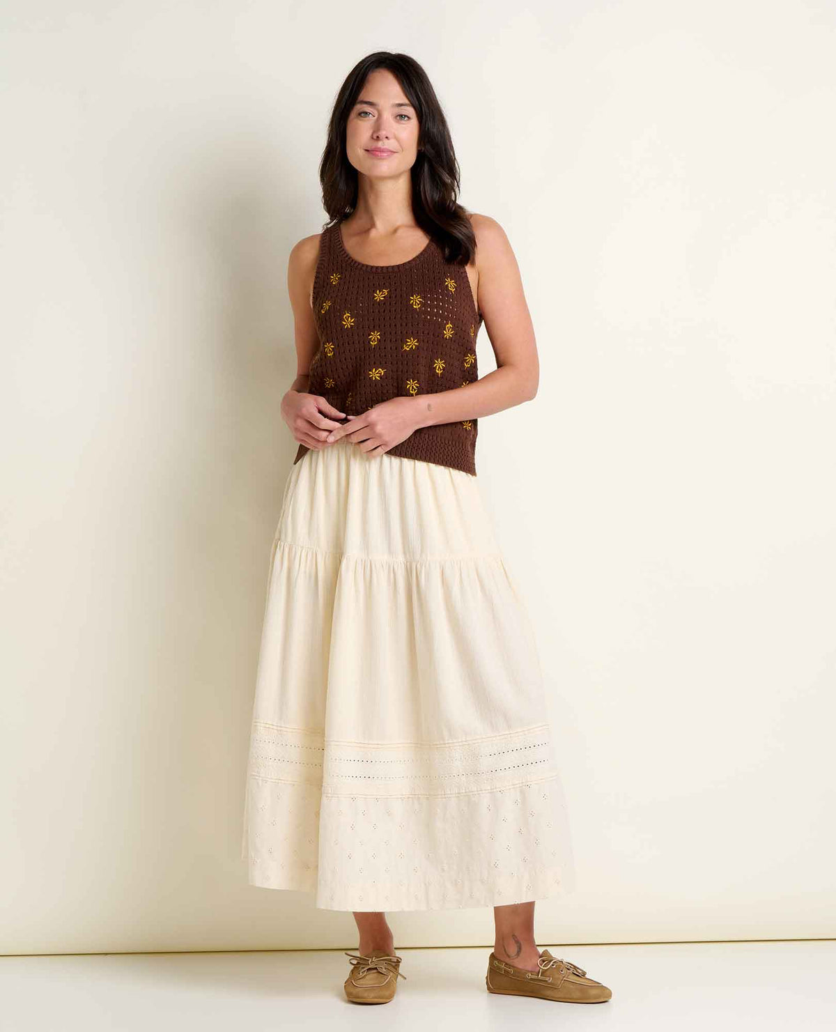 Bianca Embroidered Tank - Recycled Cotton Pointelle Knit Tank  | Toad&Co Women