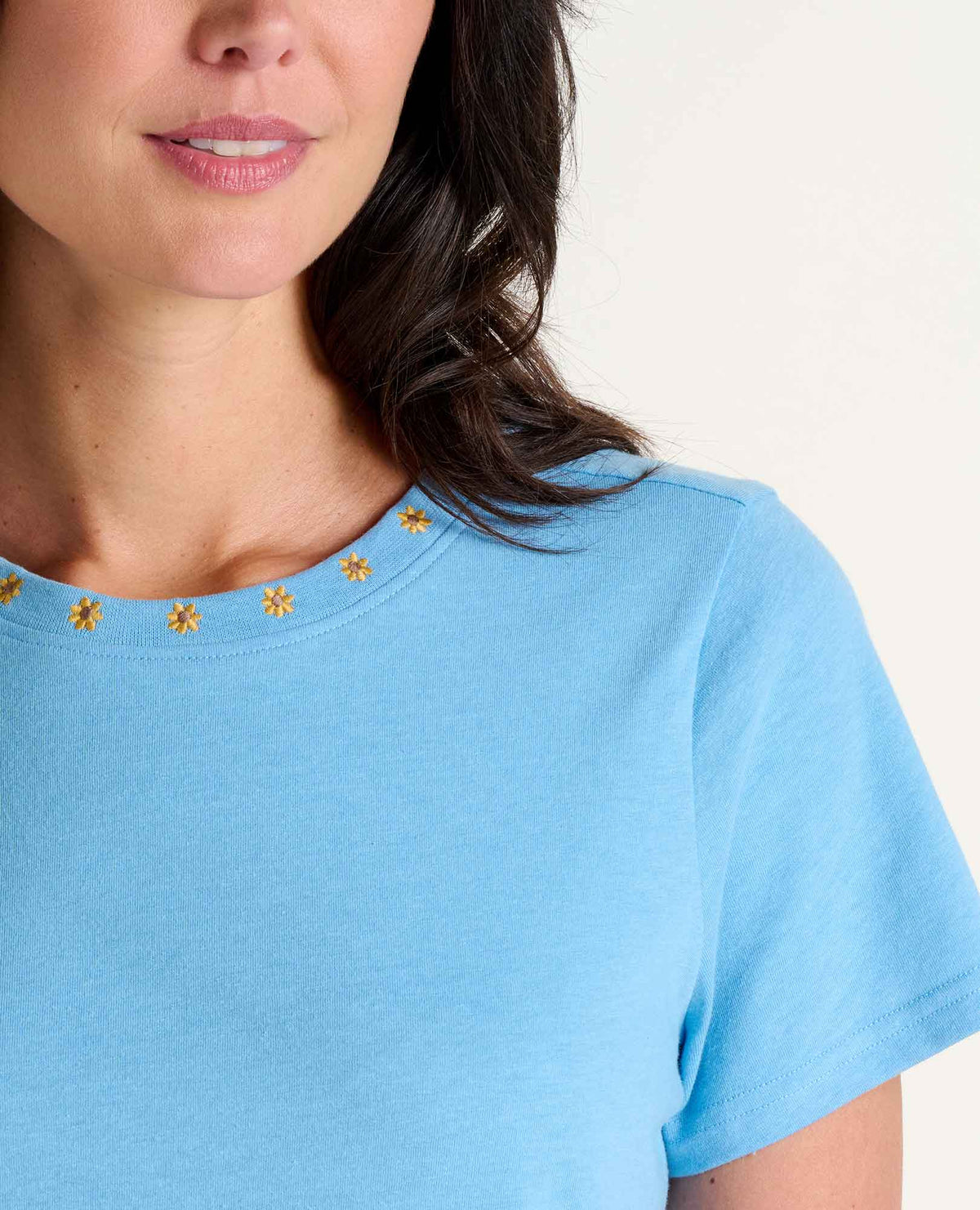 Women's Re-Form Embroidered Crew - Sustainable Recycled Cotton Tee Dusk Blue Embroidery | Toad&Co Women