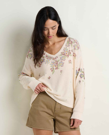 Bianca Patterned Pullover Sweater - Recycled Cotton V-Neck Sweater  | Toad&Co Women