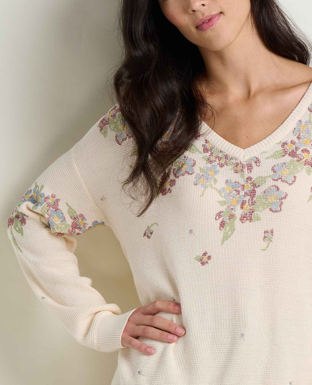 Bianca Patterned Pullover Sweater - Recycled Cotton V-Neck Sweater  | Toad&Co Women