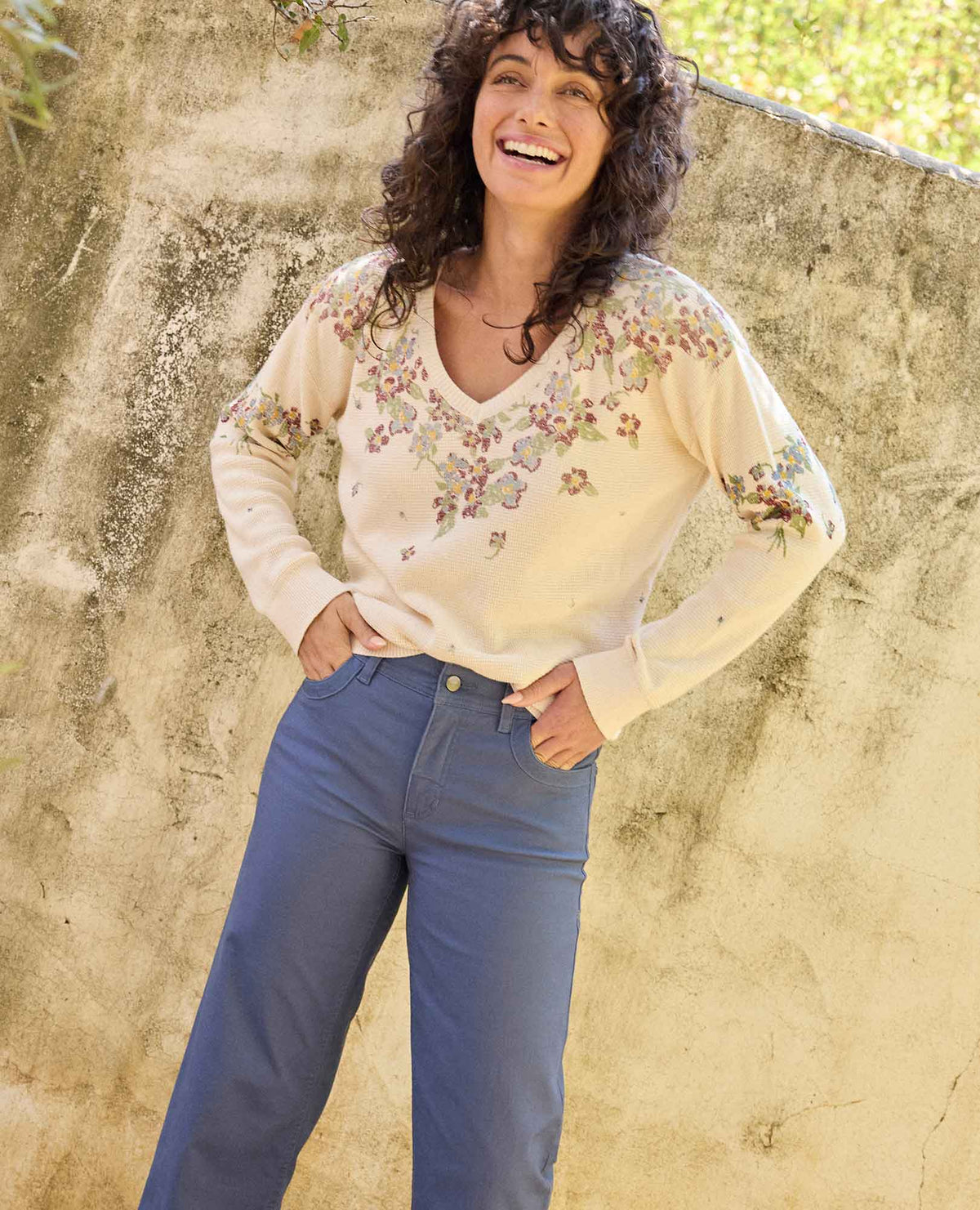 Bianca Patterned Pullover Sweater - Recycled Cotton V-Neck Sweater  | Toad&Co Women
