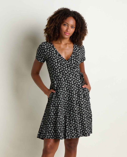 Freesia Wrap Dress - Organic Cotton V-Neck Wrap Dress with Pockets  | Toad&Co Women