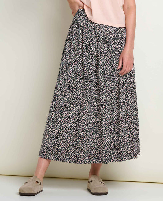 Chaka Midi Skirt - Organic Cotton & TENCEL™ A-Line Midi Skirt Salt Ditsy Print | Toad&Co Women