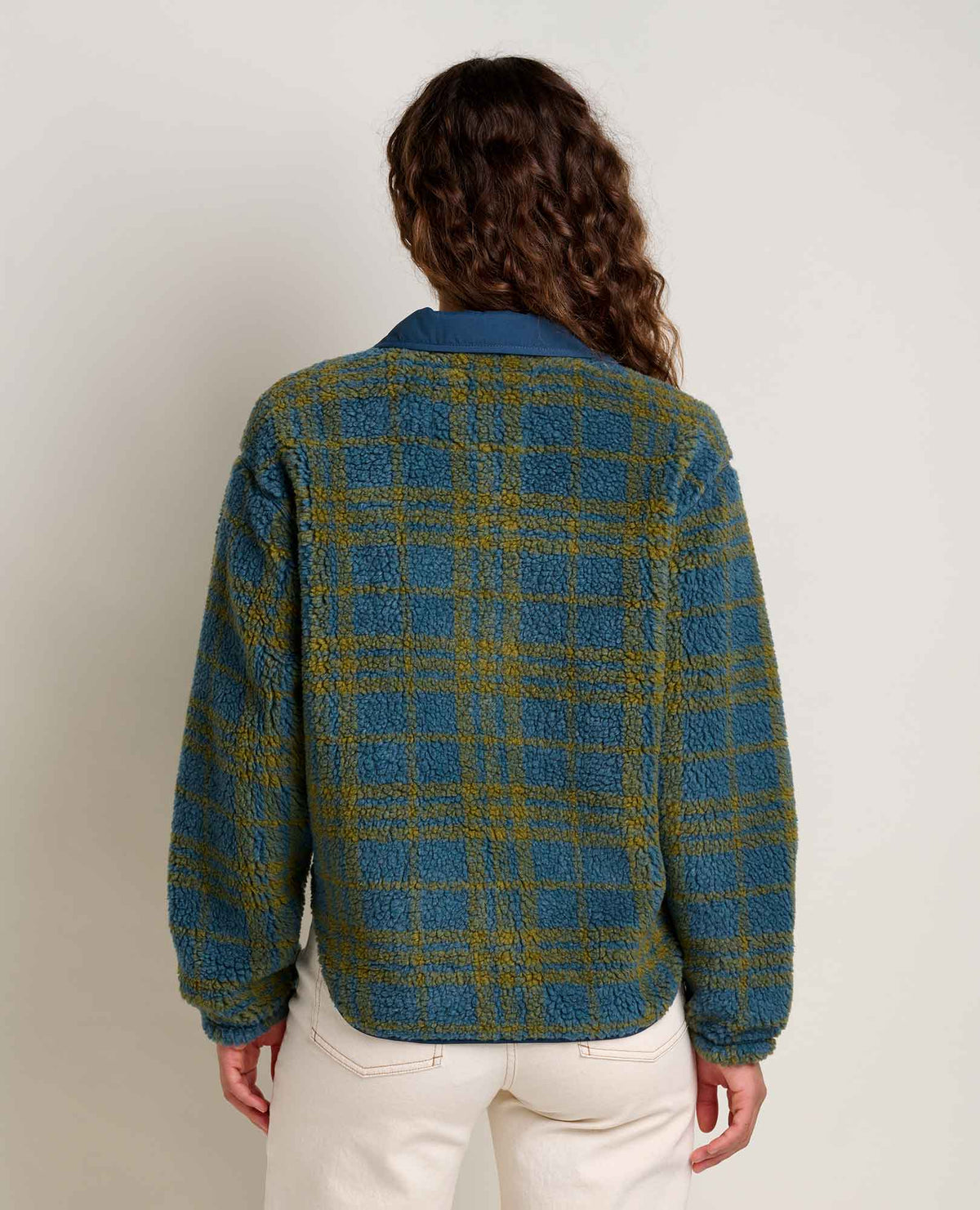 Women's Recycled Sherpa Jacket - Sustainable Warmth Ink Plaid | Toad&Co Women