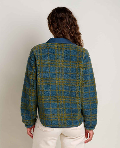 Women's Recycled Sherpa Jacket - Sustainable Warmth Ink Plaid | Toad&Co Women