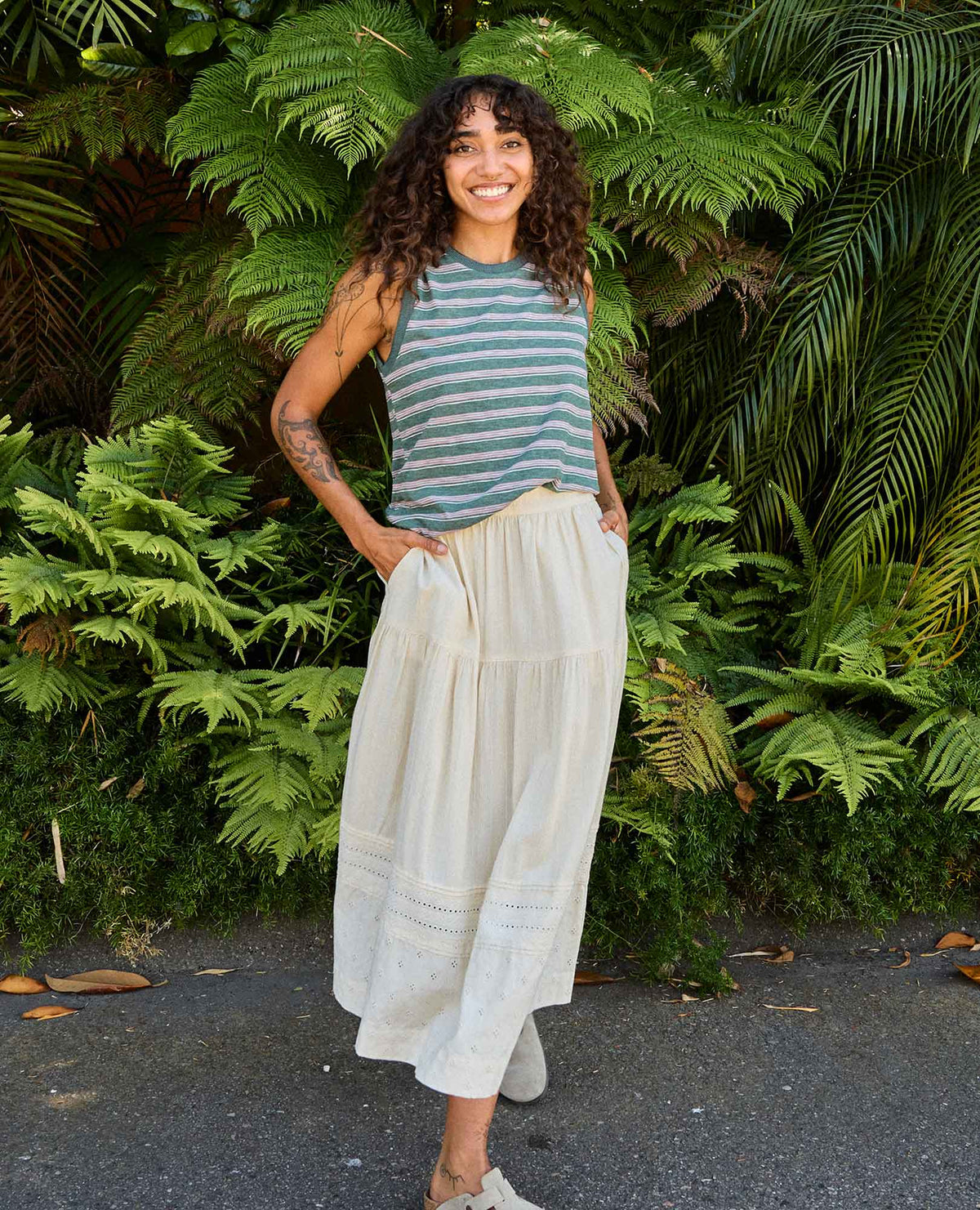 Airscape Organic Cotton Tiered Midi Skirt  | Toad&Co Women