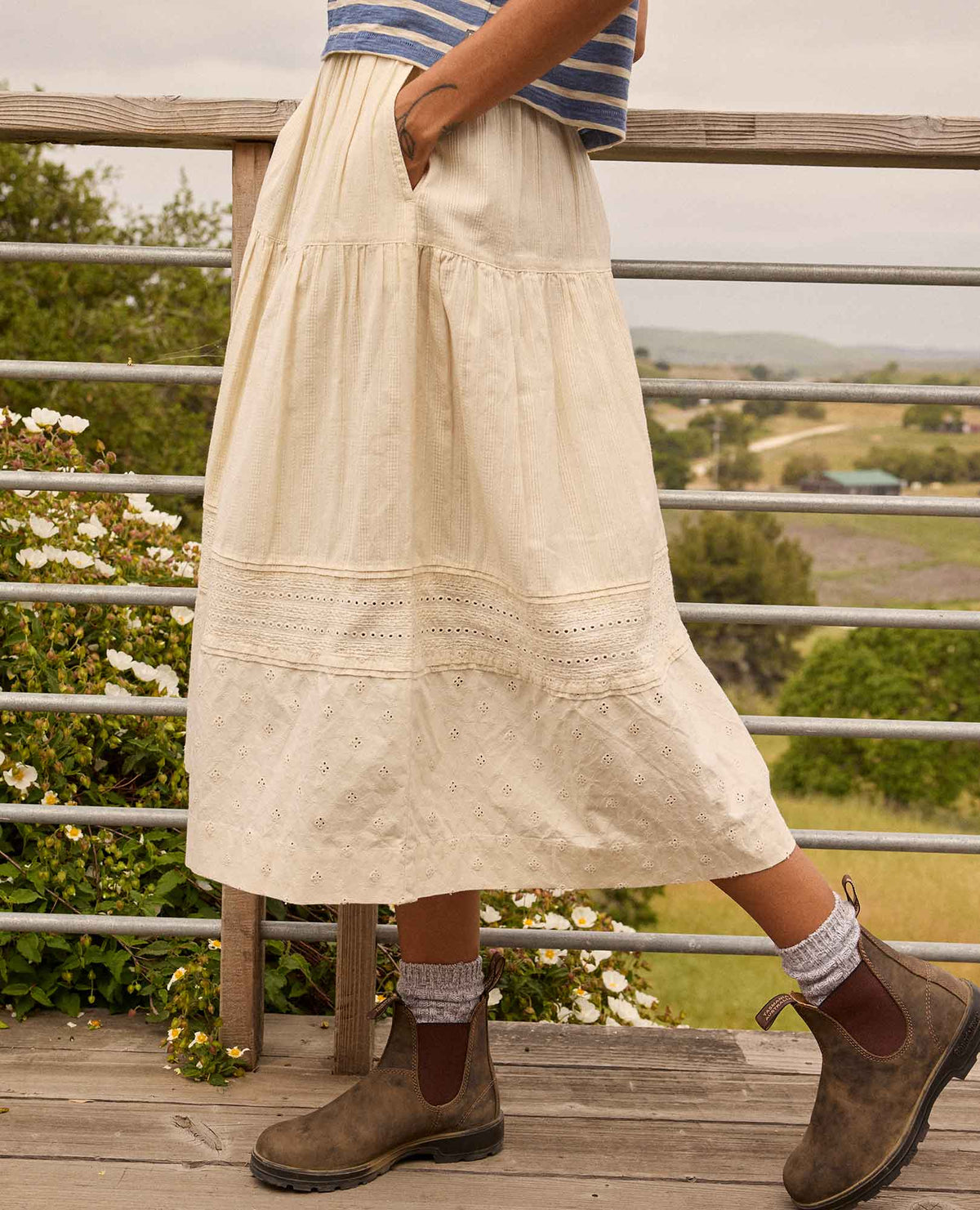 Airscape Organic Cotton Tiered Midi Skirt  | Toad&Co Women