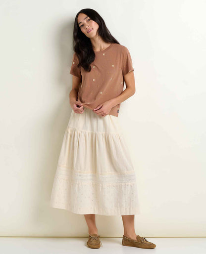 Women's Re-Form Embroidered Crew - Sustainable Recycled Cotton Tee Cattail Embroidery | Toad&Co Women