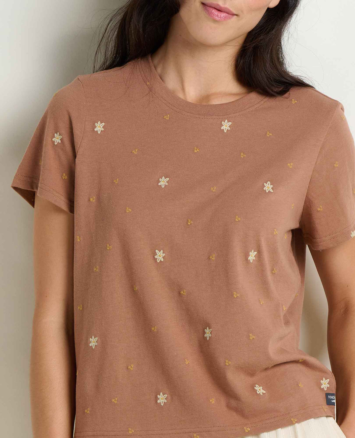 Women's Re-Form Embroidered Crew - Sustainable Recycled Cotton Tee Cattail Embroidery | Toad&Co Women