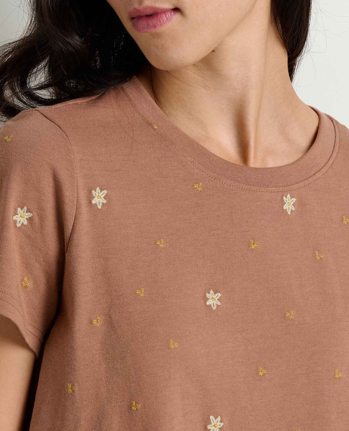 Women's Re-Form Embroidered Crew - Sustainable Recycled Cotton Tee Cattail Embroidery | Toad&Co Women