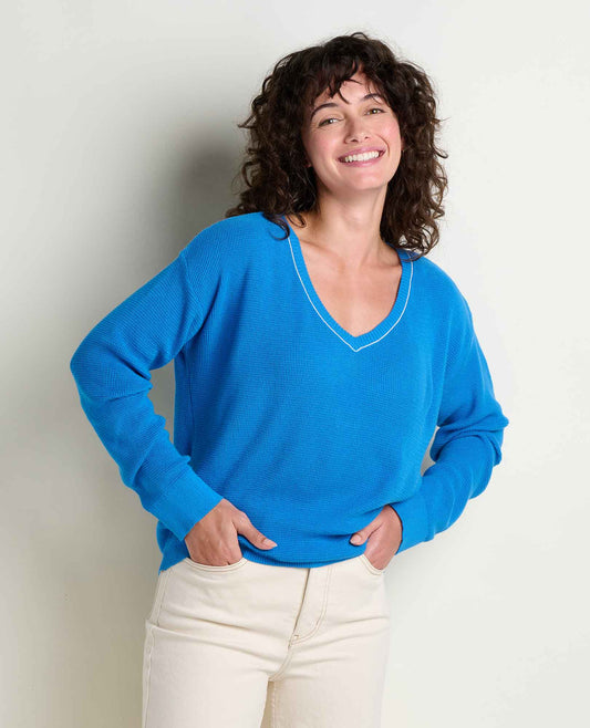 Bianca Pullover Sweater - Recycled Cotton Knit V-Neck Layer  | Toad&Co Women