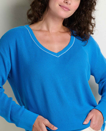 Bianca Pullover Sweater - Recycled Cotton Knit V-Neck Layer  | Toad&Co Women