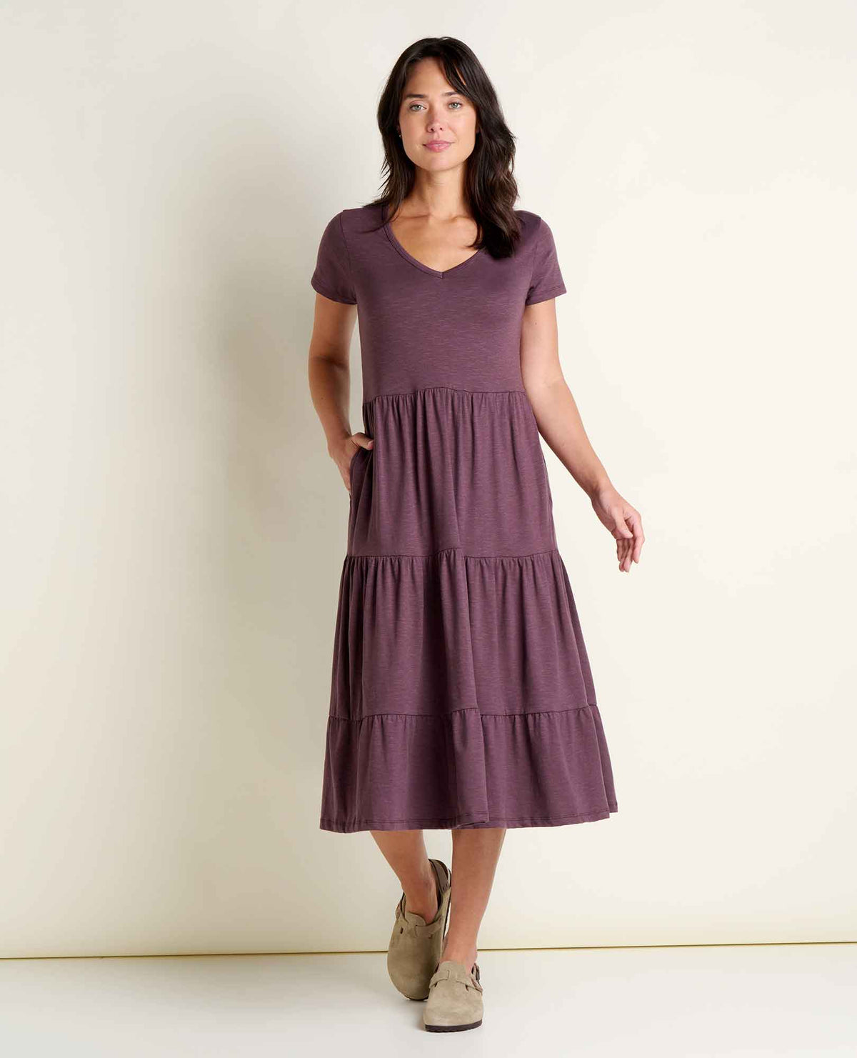Marley Tiered Midi Dress - Organic Cotton & TENCEL™ Midi Dress Raisin | Toad&Co Women