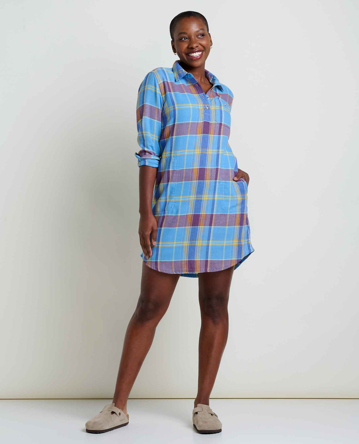 Re-Form Flannel Shirtdress Wild Ginger Lg Plaid | Toad&Co Women