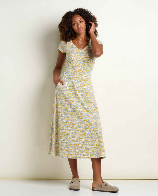 Rose Short Sleeve V-Neck Midi Dress - Soft with Stretch  | Toad&Co Women