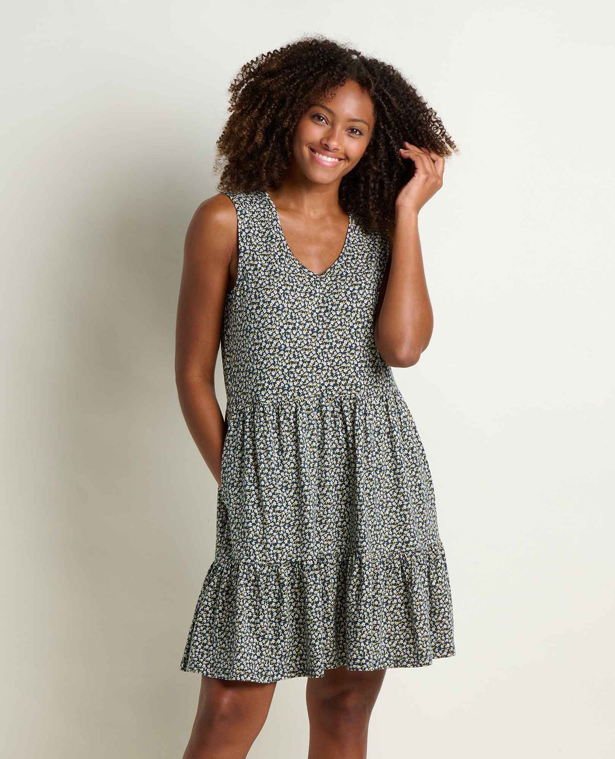 Marley Tiered Tank Dress - Breathable Organic Cotton Tiered Dress Midnight Print | Toad&Co Women